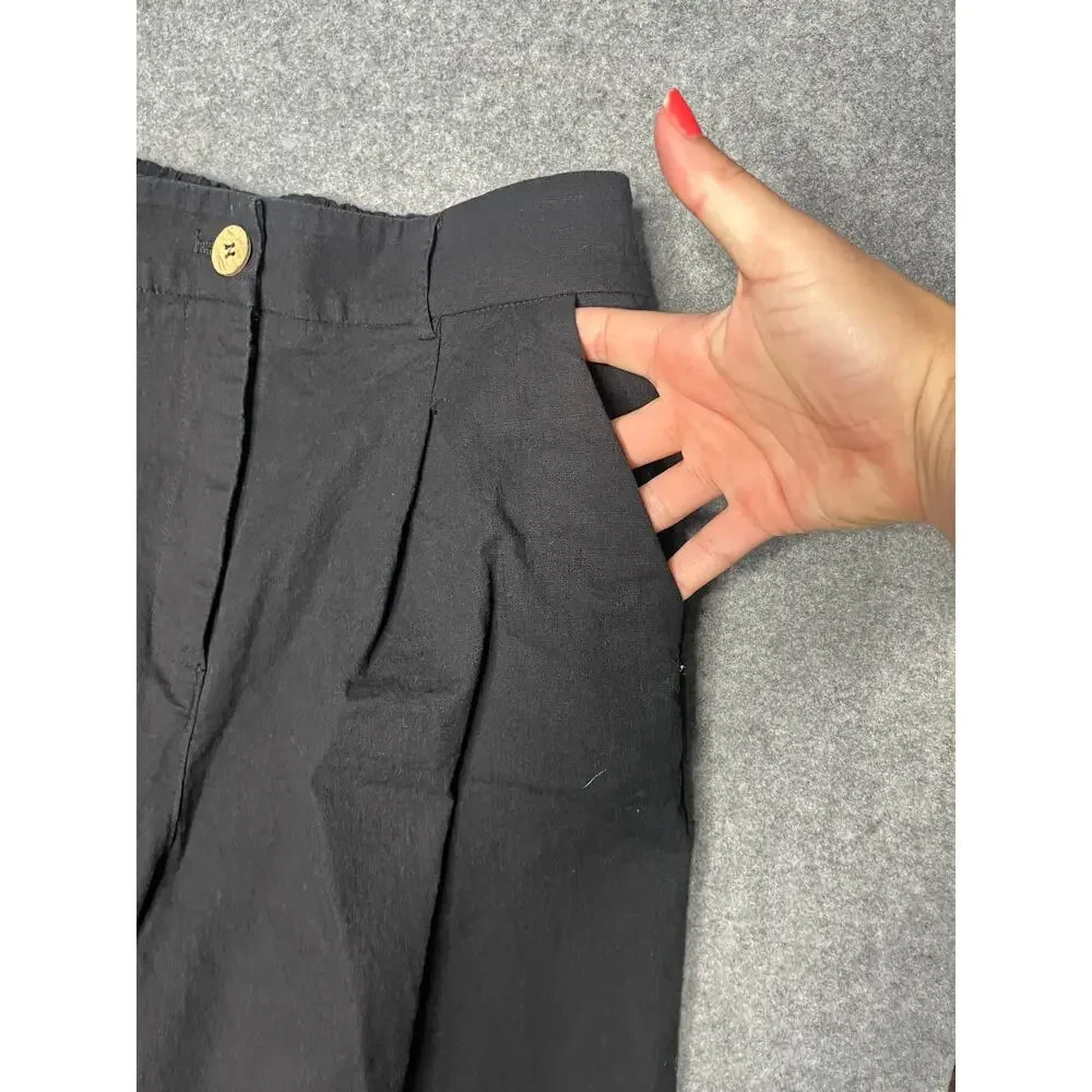 Commense Black Two Piece Set High Rise Wide Leg Pants Crop Top M - Picture 4 of 6